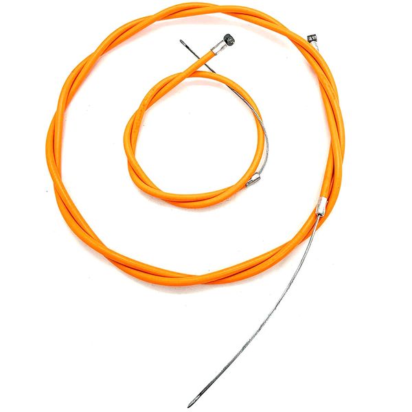 AAsh Complete Front & Rear Inner Outer Wire Brake Cable Set with Barrel Cap Bike Bicycle | Orange