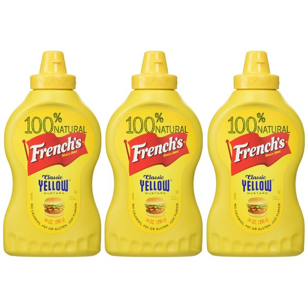 French's Squeeze Bottle 14 Oz pack , Classic Yellow Mustard, 42 Ounce, (Pack of 3)