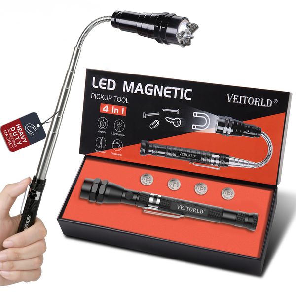 VEITORLD Gifts for Men Dad Husband Christmas, Telescoping Magnetic Pickup Tools, Cool Anniversary Birthday Gifts Idea for Him Man, Tools Gifts for Boyfriend Grandpa Women, Stocking Stuffers for Men