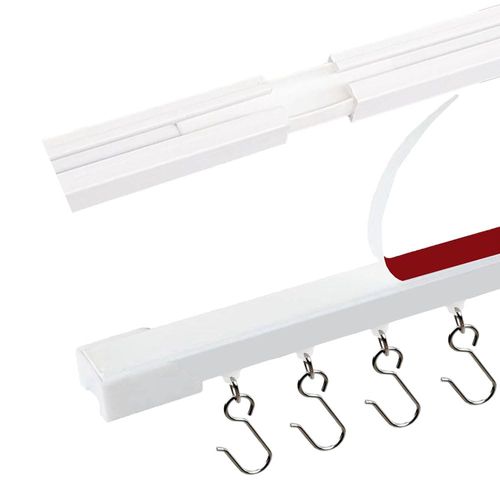 Self Adhesive Ceiling & Wall Track (1 Pack 48'') for Sheer Curtain, No Drilling, Screws or Tools Curtain Rod for Window, Bedroom, Shower, Closet and RV - Easy to Install Curtain Rail