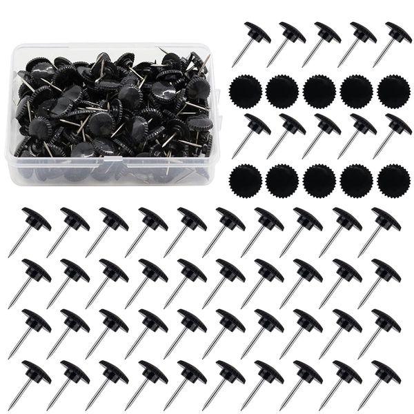 Push Tacks Black 100 Pieces, Fashionable, Push Tacks No Residue, Push Pin Style, Picture Hook, Picture Hanging Nail Frame, Fasteners, Decorative Nails, Antique Style, For Fixing Sofas, Shoes, Doors, Calendars, Boards, Bulletin Boards, Crafts, Maps, Photog