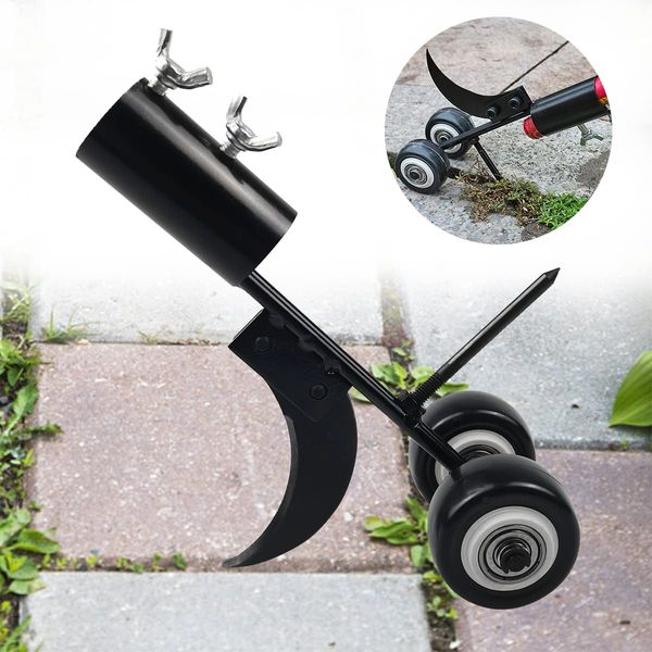 Miyobing Hook Weed Remover Tool, 2 in 1 Patio Weeding Tool with Wheels Weed Puller, Weeding tools for Garden, Weed Removing Tool without Kneeling for Cleaning between Slabs, ​Paving, Patios Lawns