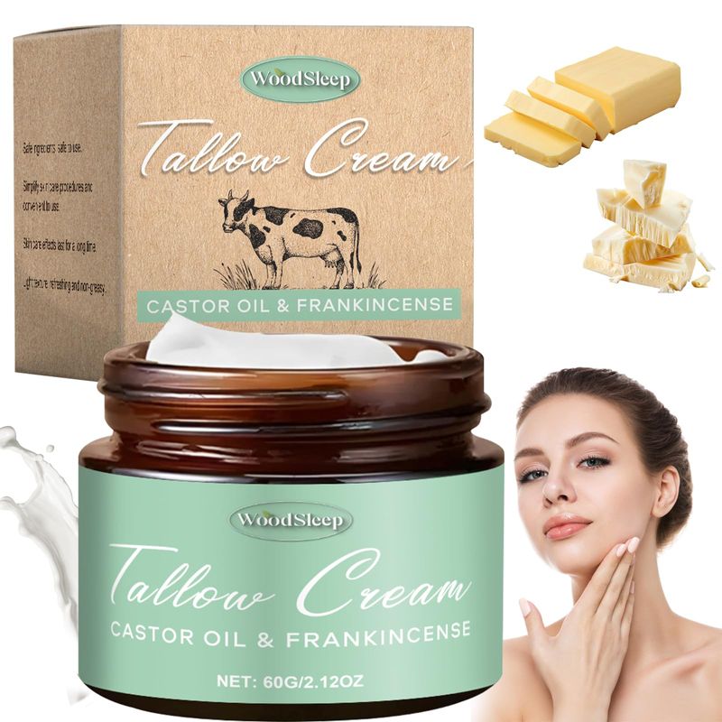 Grass-fed Beef Tallow with Frankincense Oil & Castor Oil, Organic Tallow, Organic Beef Tallow Moi...