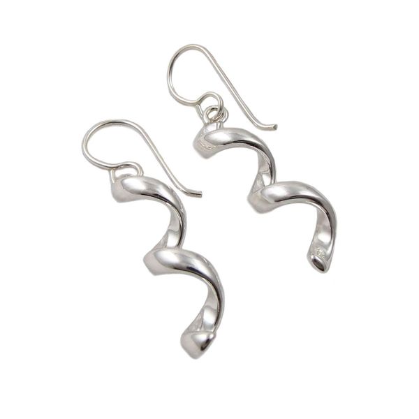 Solid 925 Sterling Silver Twisted Stick Drop Earrings