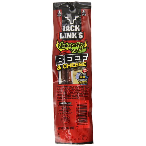 Jack Link's Beef and Cheese Snack, Jalapeno Sizzle, Jalapeno,1.2 Ounce (Pack of 16)