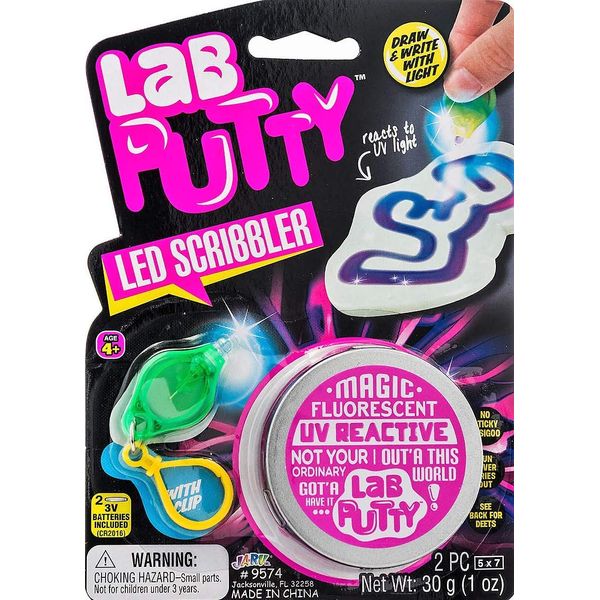 JA-RU Lab Putty LED Scribbler Sensory Putty for Kids w/Mini UV Light Flashlight (1 Unit) Invisible Ink Magic Color Changing Putty. Stress Relief Toy. Mini Slime Party Favors. 9574-1p