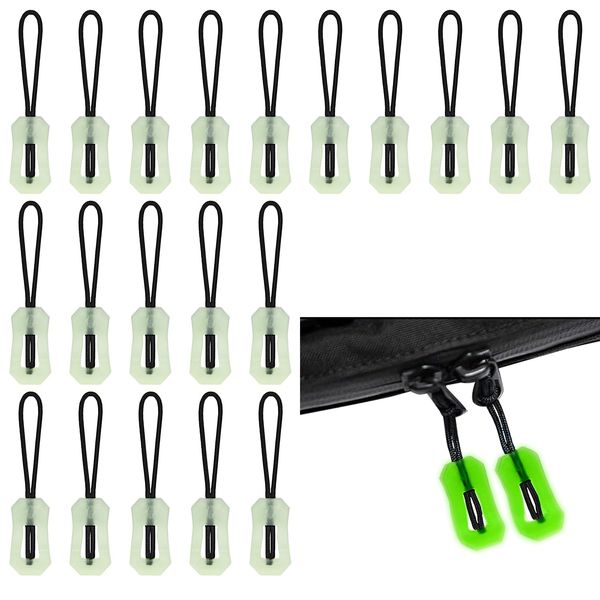 nalaina 20 Pcs Zipper Pulls Luminous Zipper Tabs Zipper Tabs Glow in the Night Fasteners Replacement Pulls Repair Extension Parts Glow in the Dark Night Glow in the Night Easy Installation for