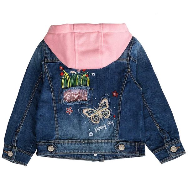 Peacolate 2-11Y Little&Big Girls Sequin Outerwear Embroidery Denim Jacket(Butterfly,7-8y)