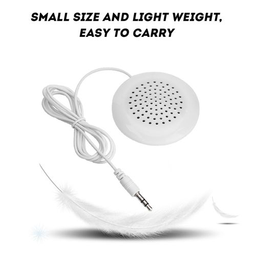 Kodrily DIY Pillow Speaker, ABS 3.5mm Mini Stereo Speaker Wired, Diameter 2.4in Thickness 0.6in Under Pillow Speakers for Sleeping MP3 MP4 Mobile Phone Portable CD, White
