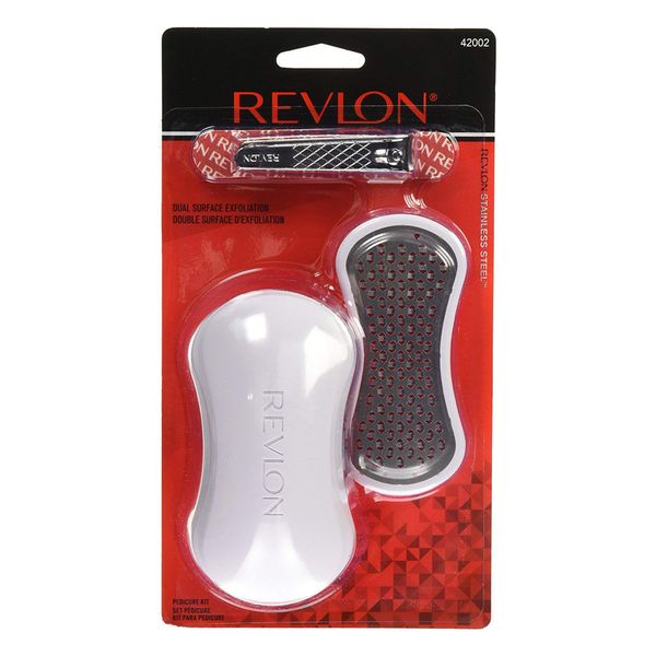 Revlon Pedi Expert, 3 pc Pedicure Kit includes Stainless Steel Dual Surface Exfoliator, Nail Clipper, and Nail File