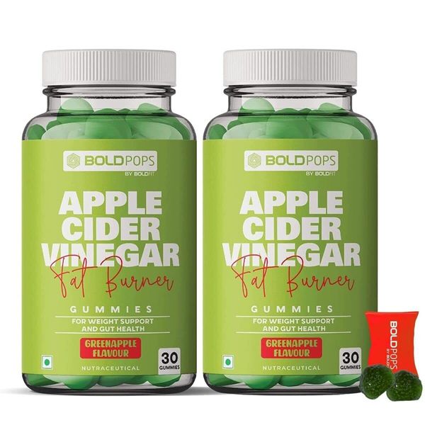 Boldfit Boldpops Apple cider vinegar, Health & Wellness 30 Gummies Each Set Of 2