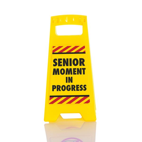 Boxer Gifts Senior Moment Novelty Warning Sign Funny Desk Accessory Hilarious Old Age Retirement Birthday Christmas Secret Santa Gift for Colleague, 11.8cm x 25cm, Yellow