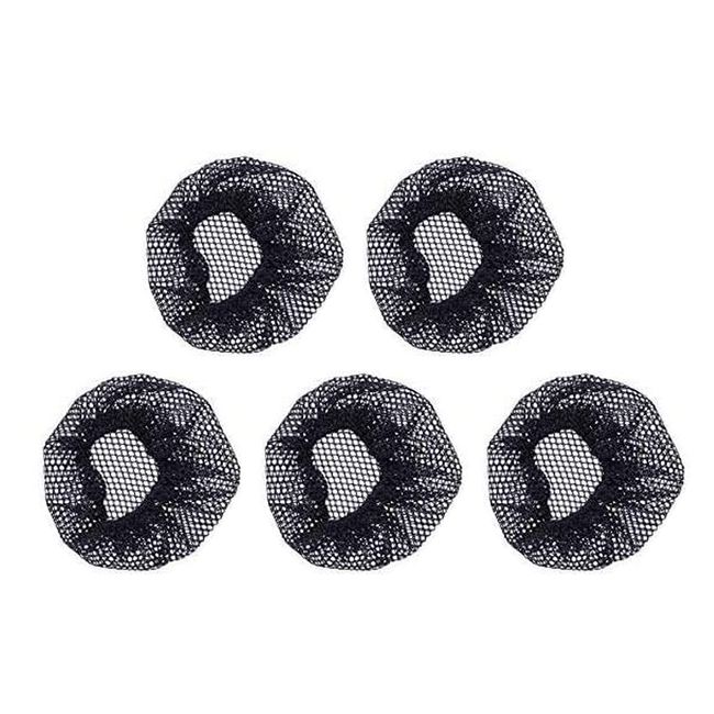 YFFSFDC Hair Bundles Net, Chignon Net, Stylish, Bun Net, Ballet Fine, Mesh, Elastic Fabric, Black (Pack of 5)