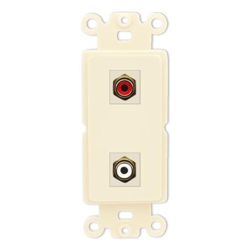 RiteAV 2 Port RCA (Red-White) Wall Plate - Rocker [Light-Almond]
