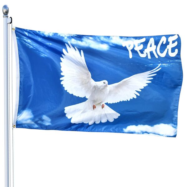 Peace Flag 150 x 90cm, Friedensfahne, Peace Flagge,Garden Flag, Durable, Peace Dove Flag, Polyester, Friedenstaube Flagge für Indoor Outdoor Dekoration (150 x 90cm)