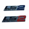 Pair Set LS2 6.0L V8 Engine 3D Letter Side Badge Emblem Nameplate Sticker (Silver Blue)