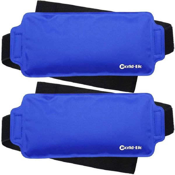 2 x Gel Ice Packs for Sport Injuries Hot Cold Compress Pack Reusable Flexible Physiotherapy First Aid Ice Packs for Knees, Ankle, Wrist - Swelling, Plantar Fasciitis, Pain Relief Faster Recovery Blue