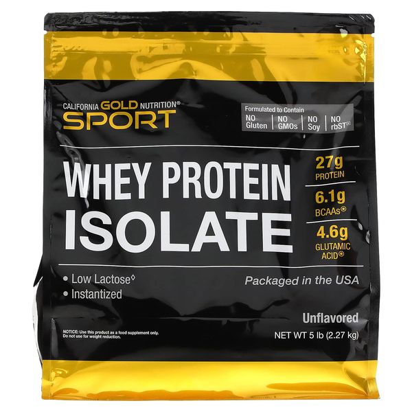 California Gold Nutrition Sport - Whey Protein Isolate, Unflavored, 5 lb