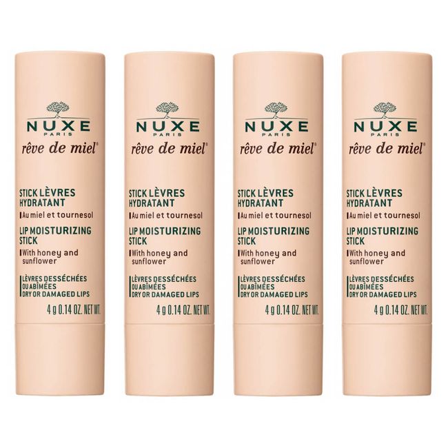 2022 Edition NUXE Rebdomiel Lip Moisturizing Stick 4g Set of 4 Overseas Mail Order <br> REVE DE MIEL STICK LEVRES HYDRATANT