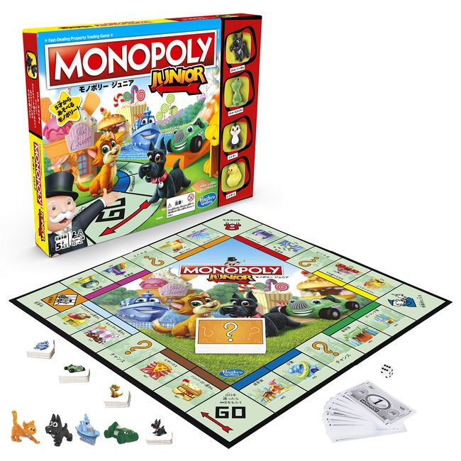 Monopoly Jr. Monopoly Board Game for Kids Ages 5+, Kids Game Family Game for 2-4 Players