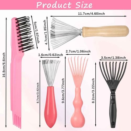 5 Pcs Colorful Hair Brush Cleaner Tool Comb Cleaning Brush Remover Mini Hair Instrument Hairstylist Essentials Embedded Tool for Home and Salon Use
