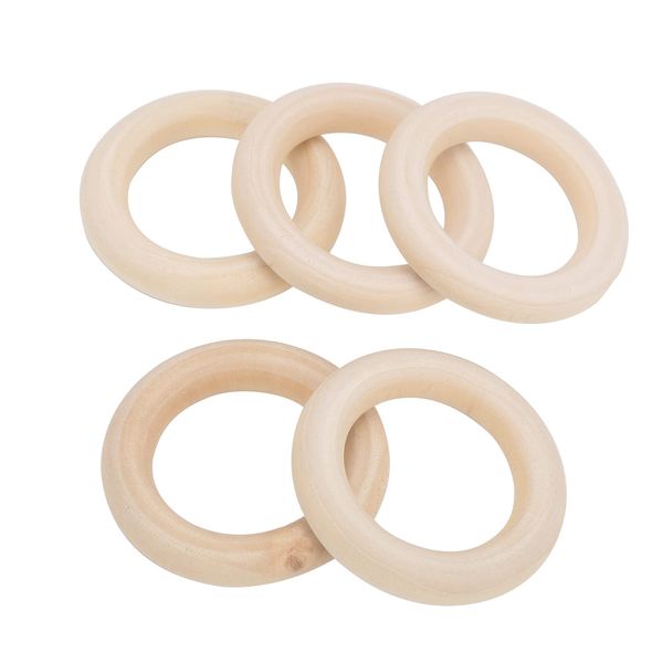 Wood Baby Teething Ring Safe Nontoxic Wooden Rings Vintage Wooden Ring Teething Rings for Children Teething(50mm)