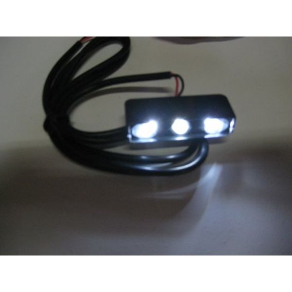 LED Light Pod, 3 LEDs - 12vDC LED Motorcycle Light (1-Pack) White/BLK Matte