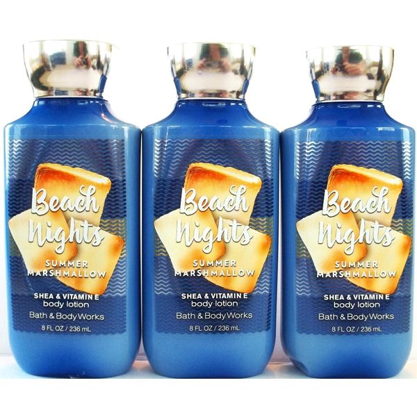 Bath Body Works BEACH NIGHTS SUMMER MARSHMALLOW Body Lotion, 8 fl. oz, NEW x 3