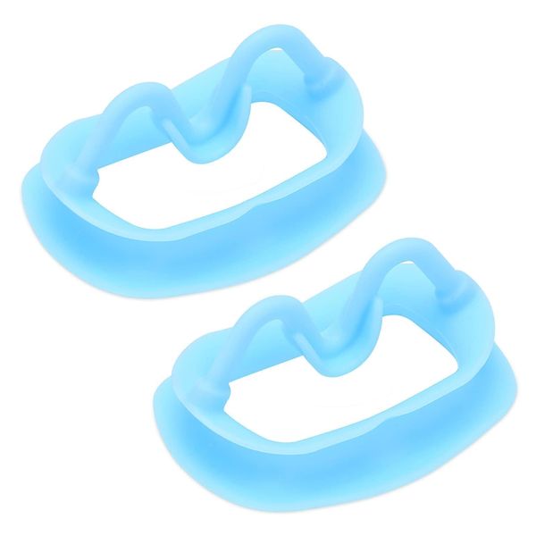 2 Pcs Dental Mouth Opener, Portable Reusable Silicone Cheek Retractor for Oral Inspection and Teeth Whitening - Sky Blue