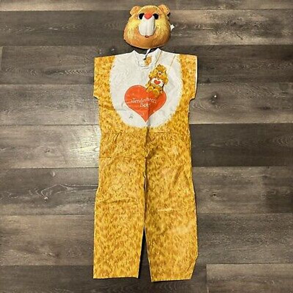 Vintage 1983 Tenderheart Bear Care Bears Costume Mask Vinyl Outfit Sz 3-5