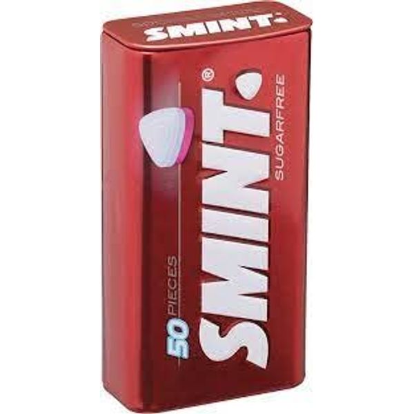 Smints, Breath-Freshening, Sugarfree Mints, with Sweeteners. Flavoured (Strawberry or Peppermint), 50 Mints per Tin, Pack of 12 (Strawberry)