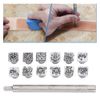 Cikonielf 12Pcs Leather Embossing Tools Different Shape Stamps Set Saddle Making DIY Punch Embossing Beveler Tools Kit
