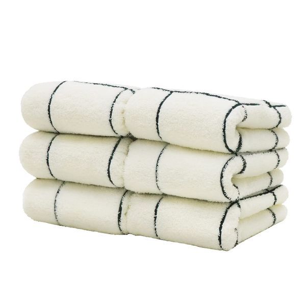 Freely Towels, Face Towels, Set of 6, 13.4 x 31.5 inches (34 x 80 cm), 100% Cotton, Thick, Plain, Washable, Summer Towels, Water Absorption (Graf/Ivory, 6 Pieces)