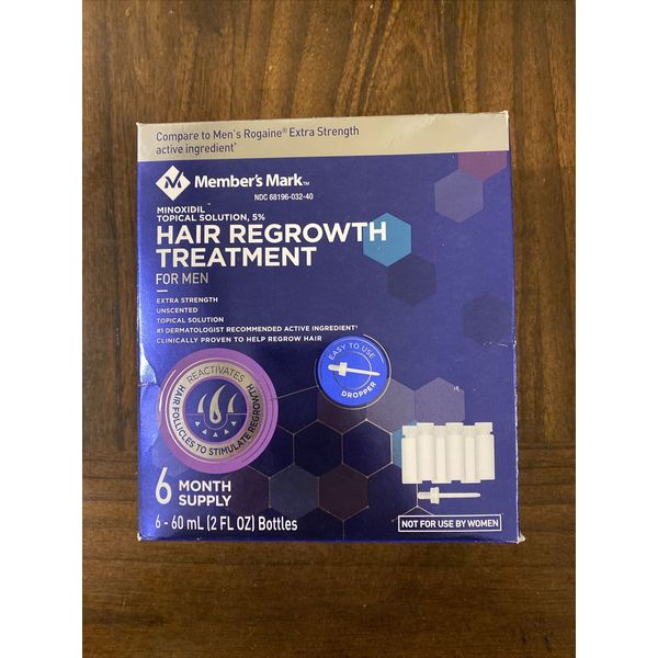 Members Mark Minoxidil 5% Hair Regrowth Treatment For Men 2 fl.oz.  6 ct.