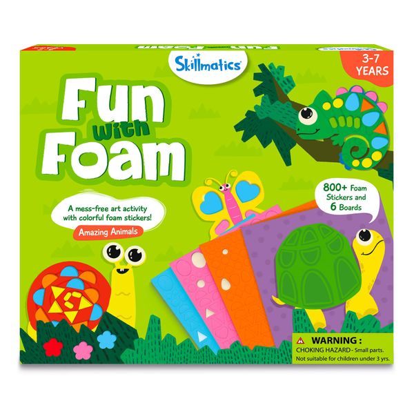 Skillmatics Art Activity - Fun with Foam Animals, No Mess Felt Sticker Art for Kids, Craft Kits, DIY Activity, Gifts for Boys & Girls Ages 3, 4, 5, 6, 7, Travel Toys