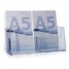 VITAdisplays® DIN A5 Prospekthalter mit 2 Fächern (Extra Fülltiefe), Transparent (GP-232A5)