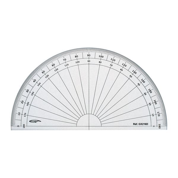 GX216D Grad-Winkelmesser (1/2-Kreis, Transparent