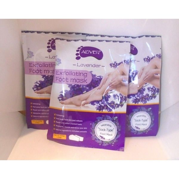 3 Pairs Lavender Exfoliating Foot Mask for Dry Dead Skin Callus