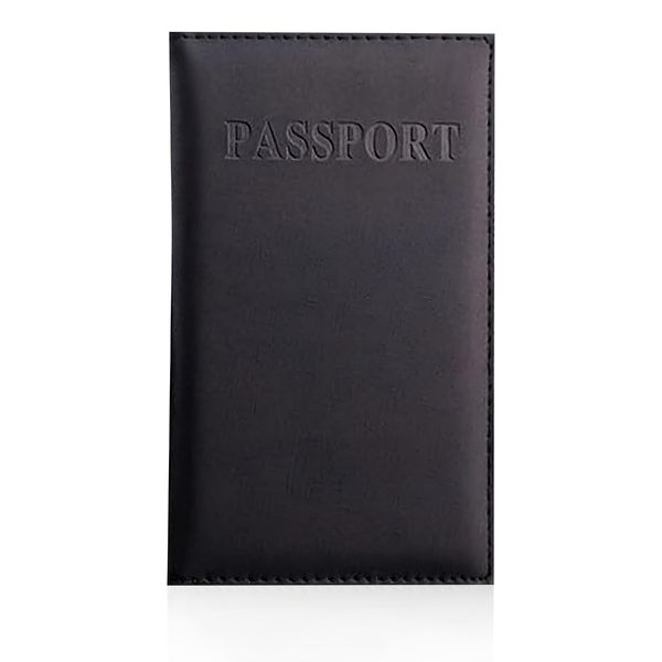 FATASH Passport Holder Cover & Travel Wallet Organizer with RFID Blocking - Faux Leather Document Holder for Passport, Credit Cards, Business Cards(Pack of 1, Black)