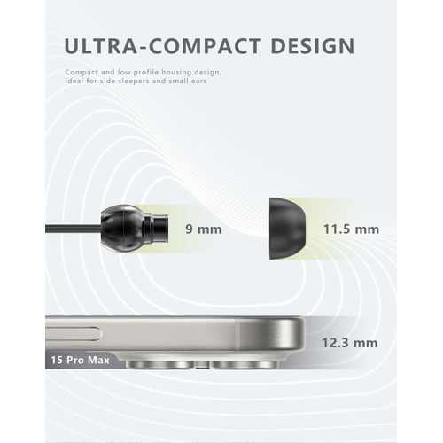 ANFLOWE MS28 - Wired Sleep Earbuds for Side Sleepper, In-Ear Small Headphones with Mic, Noise Isolating Earphones with Pure Sound for Side Sleeping, Bedtime, Relaxation