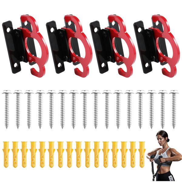 Aolabela 4PCS Resistance Band Wall Anchors Gym Wall Anchor System Versatile Space-Saving Solution with Resistance Band Bar and Wall Anchors for Home Gym Workouts Strength Training