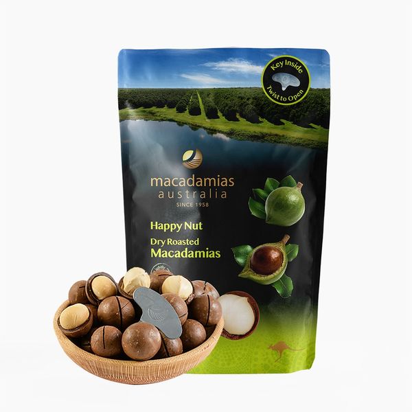 [Official] Happy Nut Dry Roasted Macadamia 225G Whole In-Shell Macadamia, 1ea