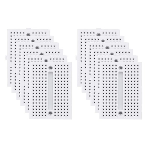PATIKIL 12pcs Mini Breadboard, Solderless Breadboard Small Breadboard 170 Tie Points Prototype PCB Bread Board Electronics Kit Self Adhesive Plates, SYB-170, White