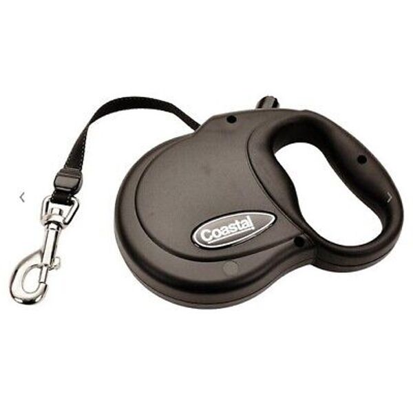 Retractable Coastal black dog leash, medium, 17-feet, black