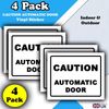 4 Pack - Caution Automatic Door Sticker Signs - 90mm x 110mm - Waterproof Vinyl