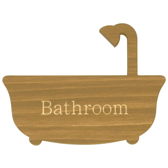 AndLaki Bath Mark Sign, Different, Interior Decoration, Natural Japanese Cypress, Made in Japan (Dark Brown Letters)