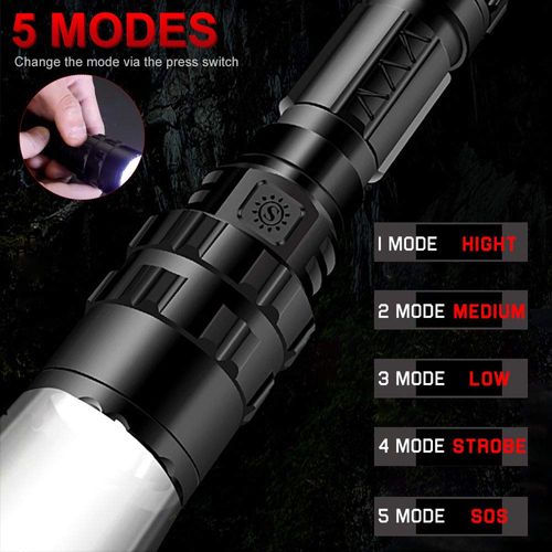 ULTRAFIRE LED Mini Flashlight 5 Modes Flashlight with 4PCS UFB26 and Charger, Waterproof Super Bright High Lumen Flashlights UF-1102