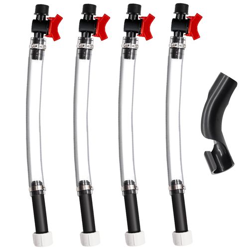 Taiss 4PCS Racing Fuel Jug Hose with Ball Valve & 2 Benders,14 Inch Fuel Filler Hose for LC2 Jugs Gas Can Spout Replacement Gas Tank Filler hose Suitable for 5.5 Gallon Vp Jugs