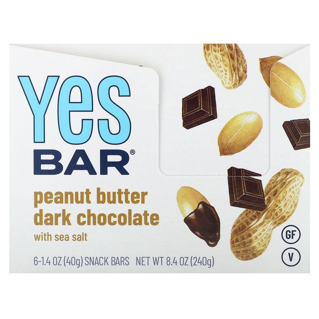 Snack Bar, Peanut Butter Dark Chocolate with Sea Salt, 6 Bars, 1.4 oz (40 g)