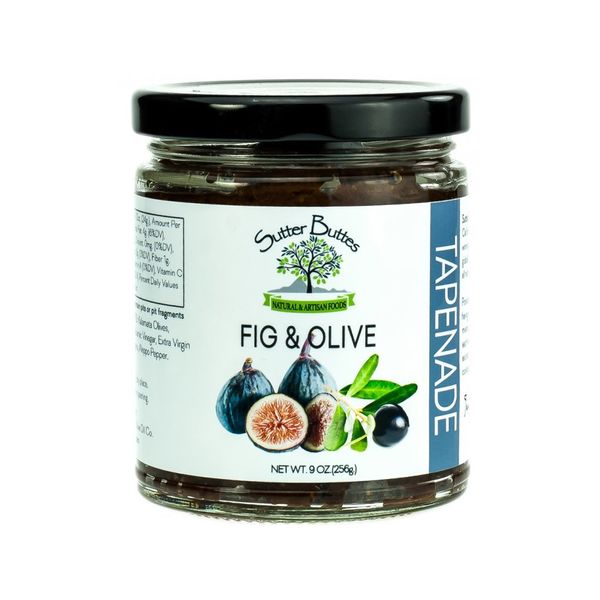 Sutter Buttes Olive Tapenade with Dried Figs (9 oz Jar); Gourmet Artisan-Crafted Pesto Spread w/Black Kalamata Olives and Premium Californian Figs, All-Natural Vegan Dip